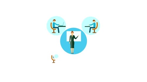 Flat Design Animation of Business Presentation and Remote Learning
