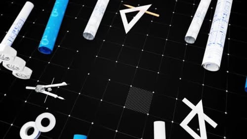 Blueprint Engineer Desk Blue Black Background