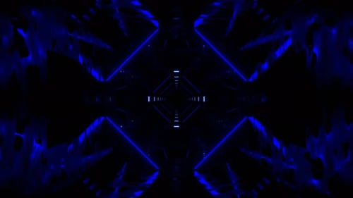 Deep Blue Minimalistic Neon Lights And Strobes In An Infinite Tunnel Background Vj Loop In 4K