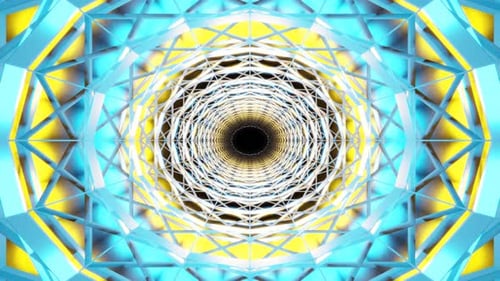 blue yellow geometric bending tunnel vj loop background