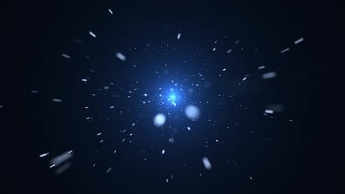 Flying abstract blue particles on a light background. magic dust and glowing sparks. seamless loop