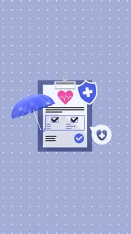Vertical Animated Concept Of Health Insurance And Protection Representing Medical Coverage.