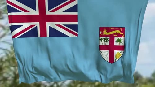 Fiji National Flag Waving with Realistic Fabric Motion