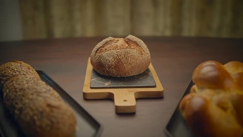 Variety of Delicious Breads on a Table