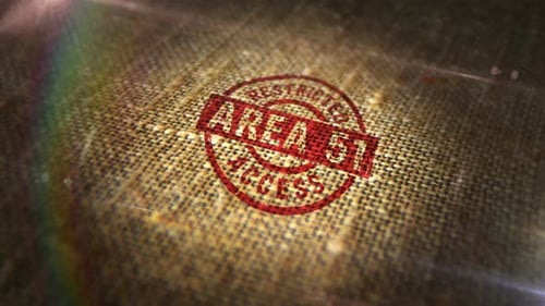Area 51 restricted access sign stamp on linen sack