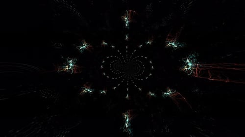 Abstract Glowing Digital Lines Tunnel Background Animation