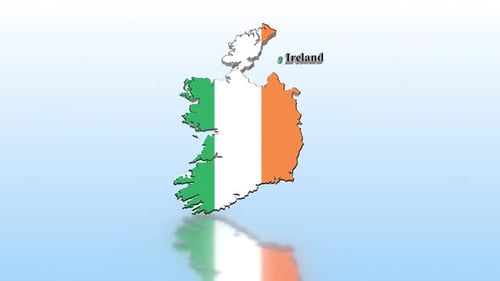 3D Ireland Map with Flag Spin Reveal