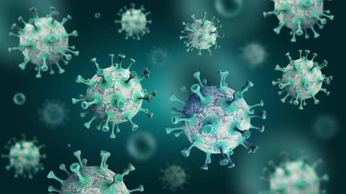 Animated 3D Virus Particles in a Scientific Medical Background Loop