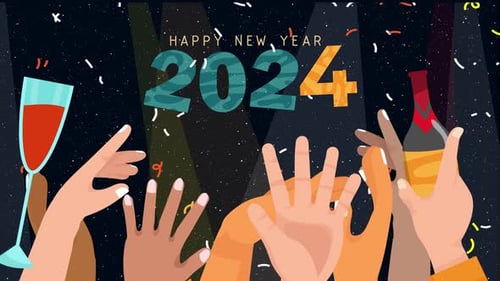 feliz ano novo 2024 animação 4k