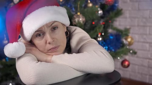Woman Feel Loneliness at Christmas
