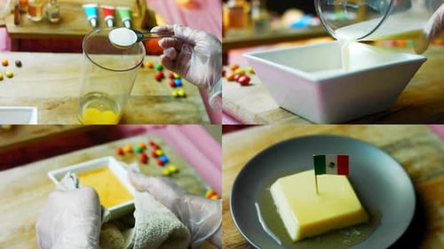 Delicious Flan Preparation with Mexican Flag