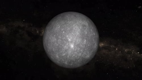 Mercury planet Rotating on space or galaxy and stars milky way, Animation planet Mercury seen. 1889