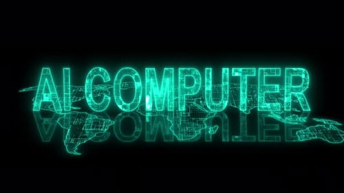 Futuristic Glowing AI Computer Text on Digital World Map
