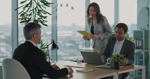 Job Interview Meeting Adult Businessman Applying CV Letter Application for Recruiting Agency Hiring