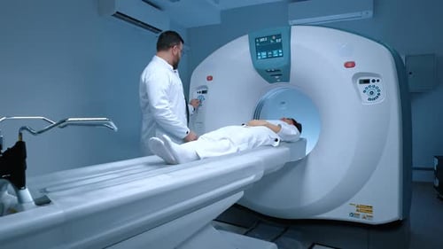 Female Patient Scanned in Modern Medical Clinic