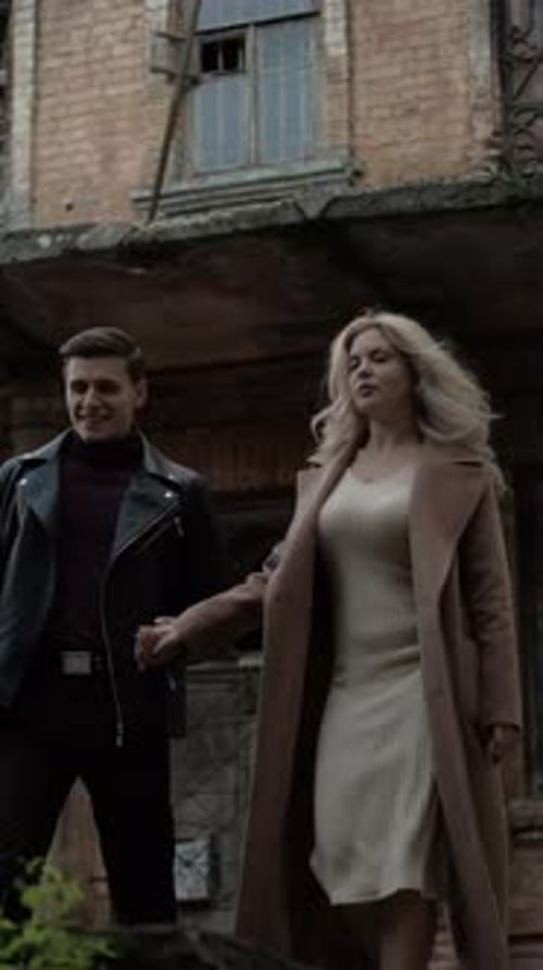 Vertical Urban Romantic Old City Walk Happy Couple