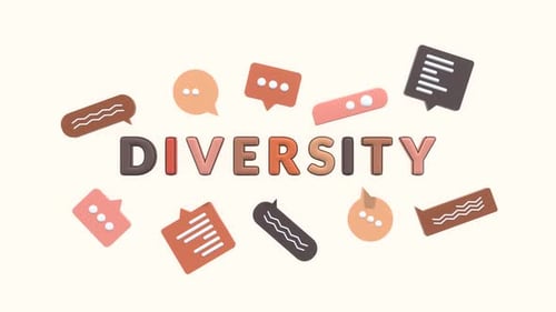 Animated 3D Diversity Text with Dynamic Chat Bubbles