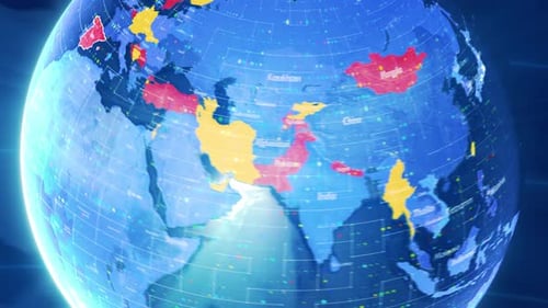 Animated Digital World Map with Country Highlight