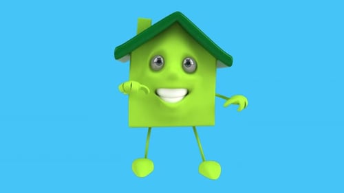 Fun 3D cartoon house dancing (with alpha channel included)