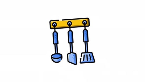 Animated Sketch Style Kitchen Utensils Icon