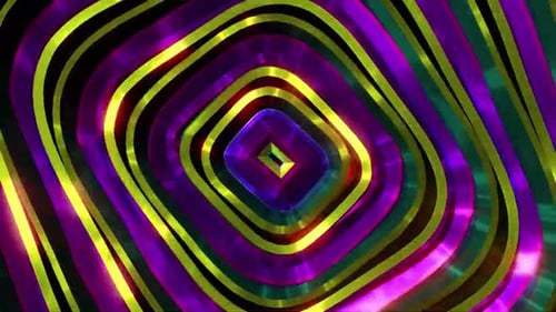Abstract Glowing Colorful Square Tunnel Loop