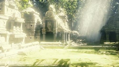 Drone Provides Aerial Perspective of Historic Temple Courtyard