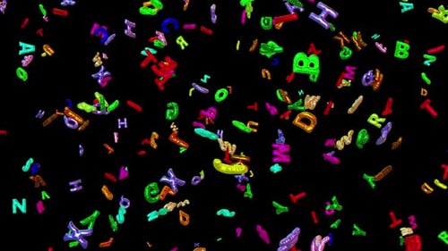 Colorful Falling 3D Letters Animation Background
