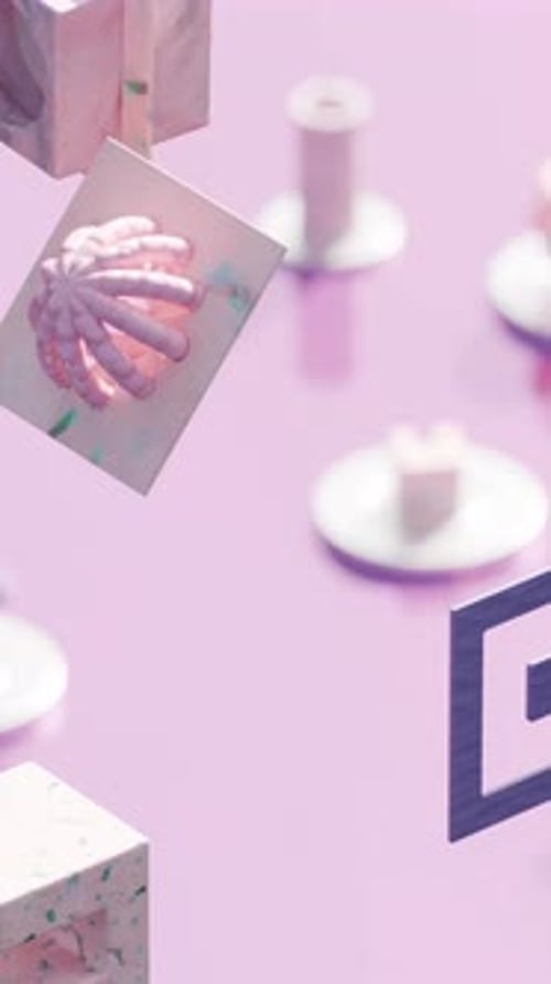 Floating Pastel 3D Geometric Shapes Abstract Loop Animation