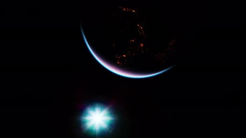 Sphere of Nightly Earth Planet in Outer Space