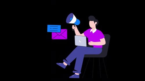 Animación de marketing por correo electrónico de personajes 2D HD en Alpha