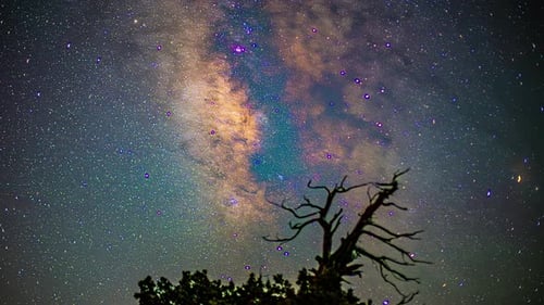 The Milky Way Galaxy Perseus star cluster moving Night time lapse starry night