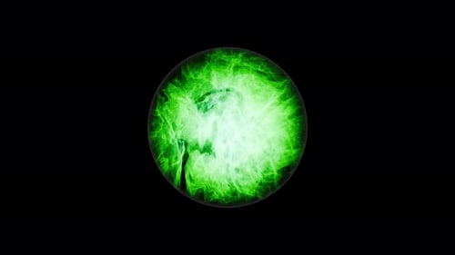Grüne magische Kugel mit animierter Energie im Inneren