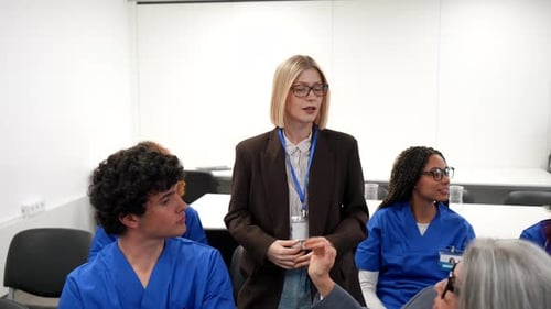 Medical Professionals Meeting in Modern Office