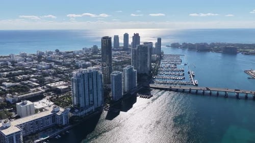 Miami Beach Skyline At Miami Beach In Florida United States.