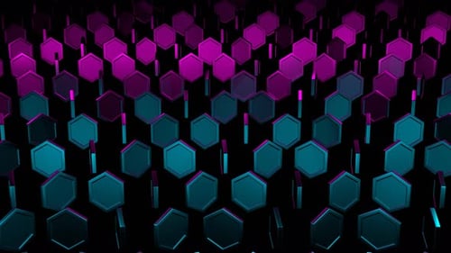 Pink And Cyan Abstract Hexagons Rotation Background Vj Loop In 4K