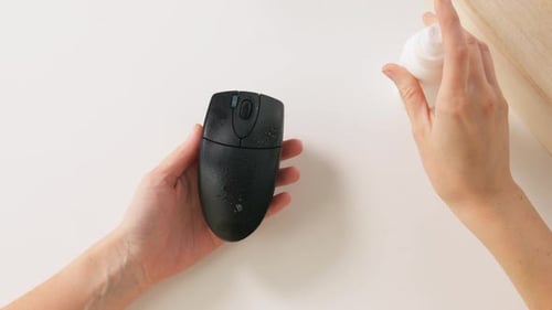 Hygiene, Cleaning and Disinfection Concept - Close Up of Woman Spraying Hand