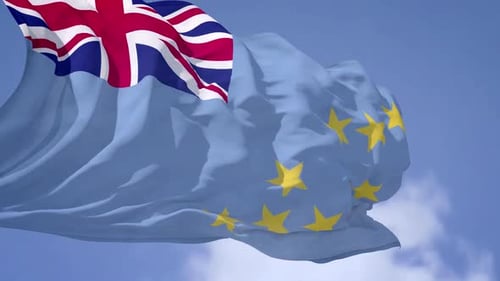Realistic Waving Flag of Tuvalu against Blue Sky