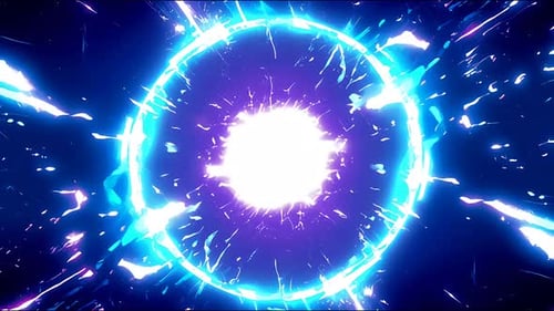 Anime Energy Portal Explosion, Electric Shockwave Ring Abstract Sci-Fi Cartoon FX Background