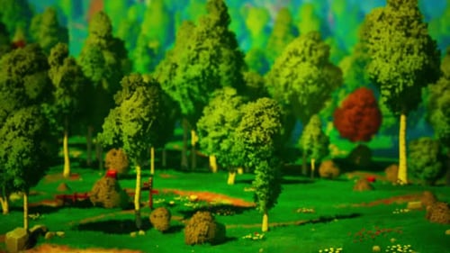 Cartoon Landscape with Hills and Forest