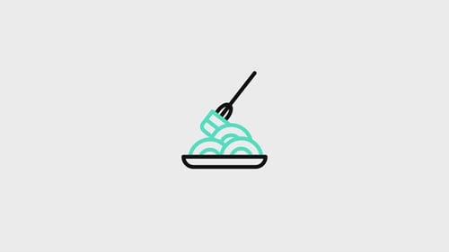 Flat Design Spaghetti Twirling Icon Animation