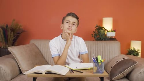 Boy focused on thinking.