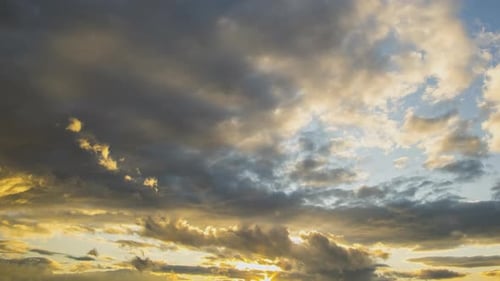 Dramatic Clouds at Sunset, Golden Sky