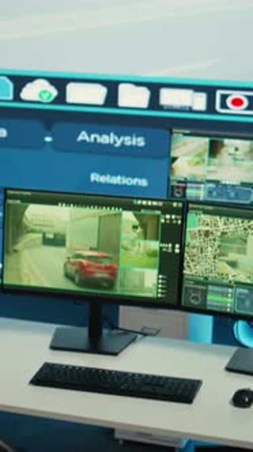 Vidéo verticale Le siège du gouvernement vide est utilisé pour superviser la vidéo de surveillance du trafic