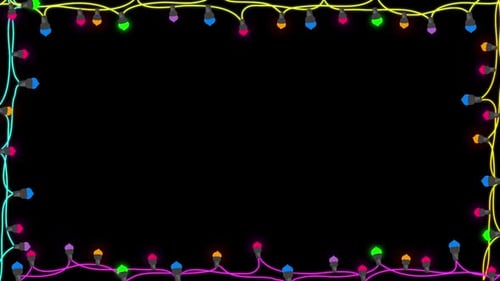 Animated Christmas and New Year Holiday Lights Frame