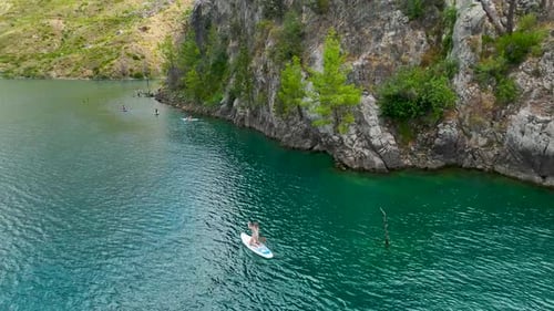 Aerial View Exploring Turkey s Canyon By Paddleboard Group Relaxing in Nature