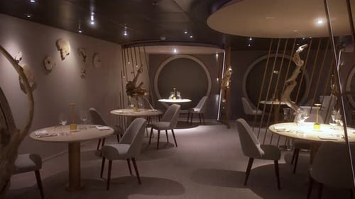 4K Luxury restaurant tables slowmotion b-roll gastronomy