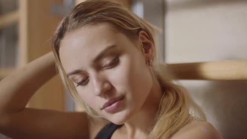 Portrait of Concentrated Woman Looking Camera in Fitness Gym. Pretty Female Professional