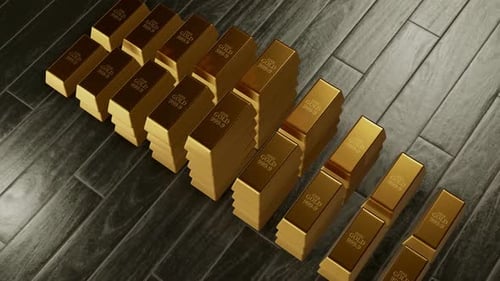 Gold Bars Stacking Growth Chart Animation