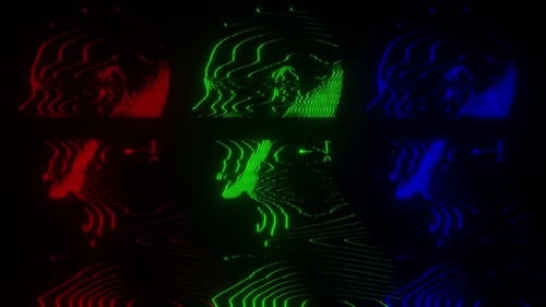 Animated Glitch Effect Neon Profile Heads