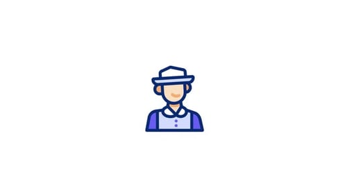 Animated Flat Design Icon of a Person Wearing a Hat